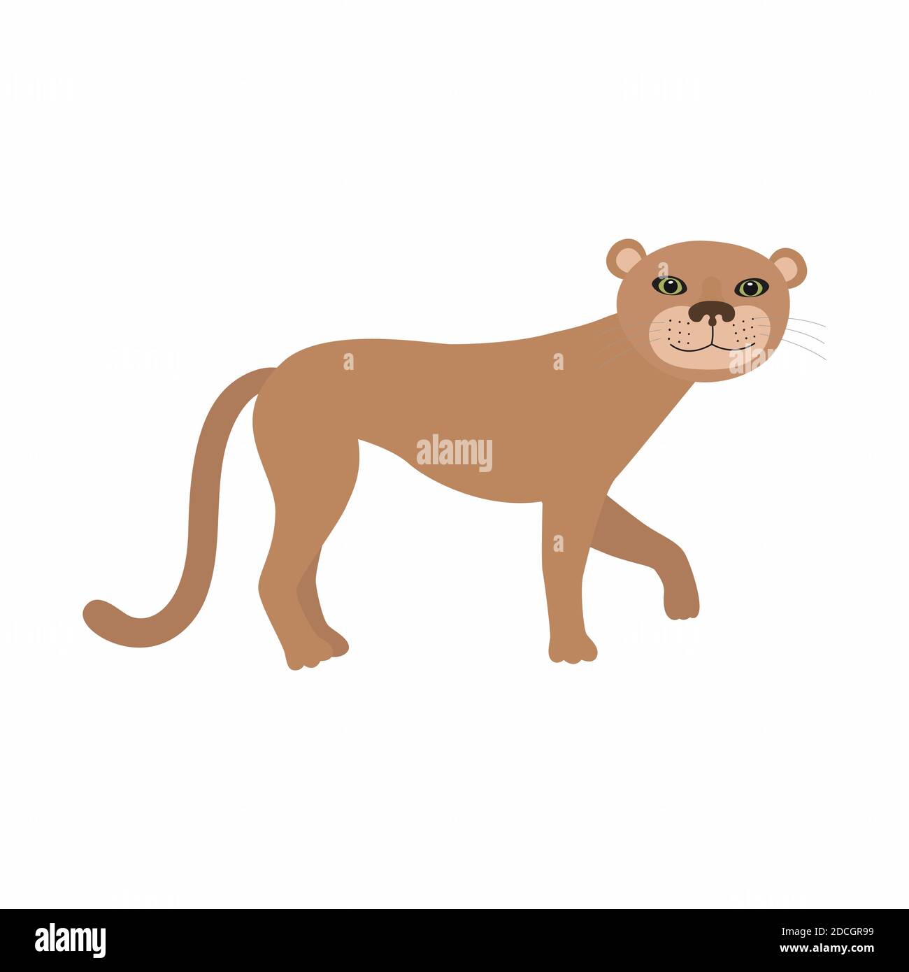 Puma Cougar oder Berglöwe. Vektorgrafik isoliert auf weißem Hintergrund. Stock Vektor