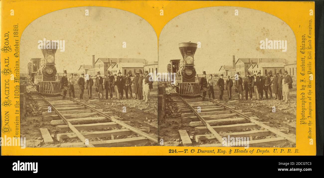 T.C. Durant, RA und Leiter der Depts., U.P.R.R.R., Carbutt, John (1832-1905), Union Pacific Railroad Company, Durant, Thomas Clark, 1820-1885, 1866, Nebraska Stockfoto