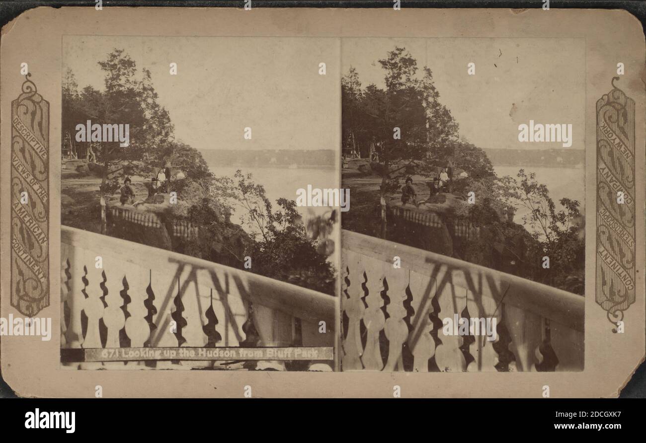Blick auf den Hudson River vom Bluff Park., Continent Stereoscopic Company, ca. 1855-ca. 1930, Zäune, Sehenswürdigkeiten, New York (Staat), Hudson River Valley (N.Y. und N. J Stockfoto