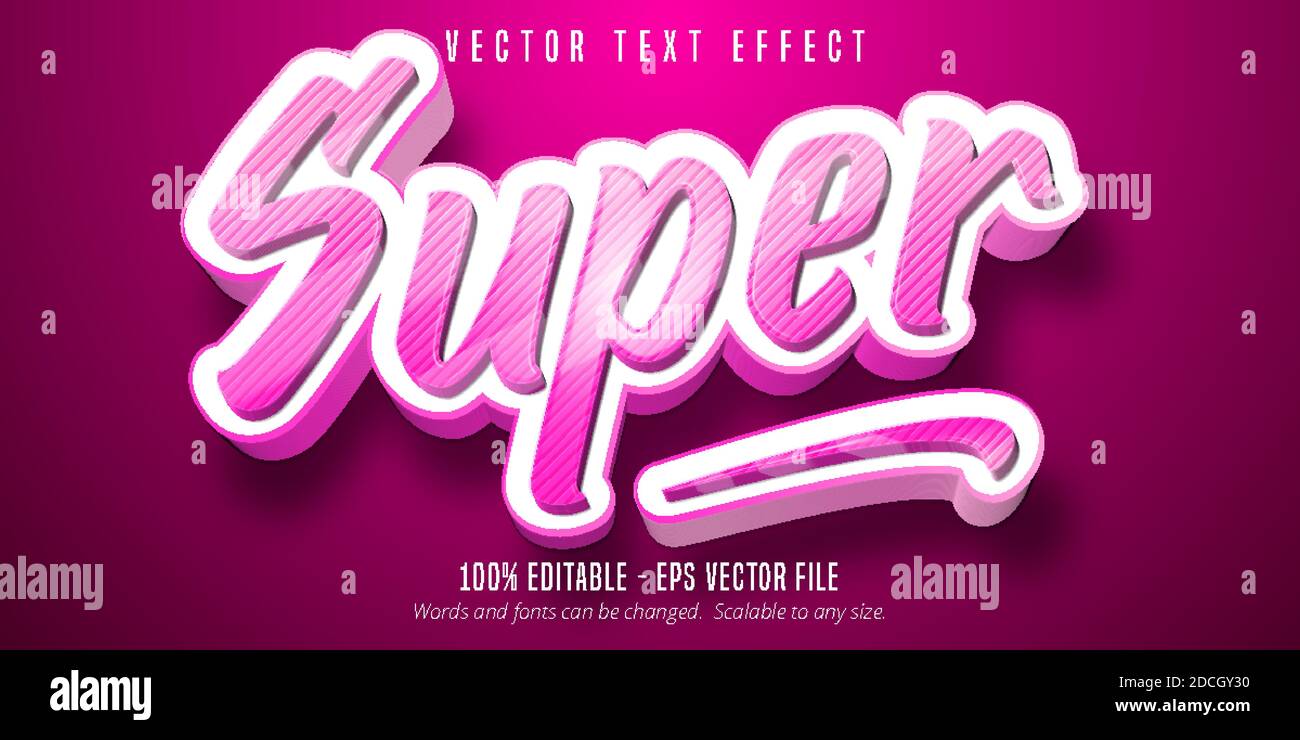 Supertext, Zeichentrickstil editierbarer Texteffekt Stock Vektor