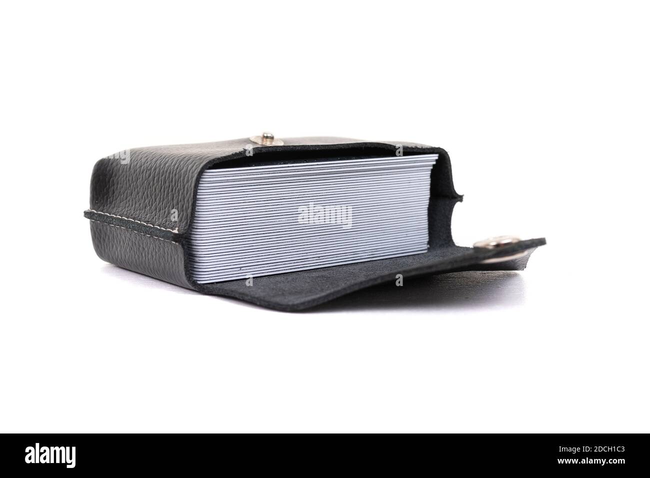 Nahaufnahme-Miniaturzubehör zur Aufbewahrung von Geschäfts- und Kreditkarten Stockfoto