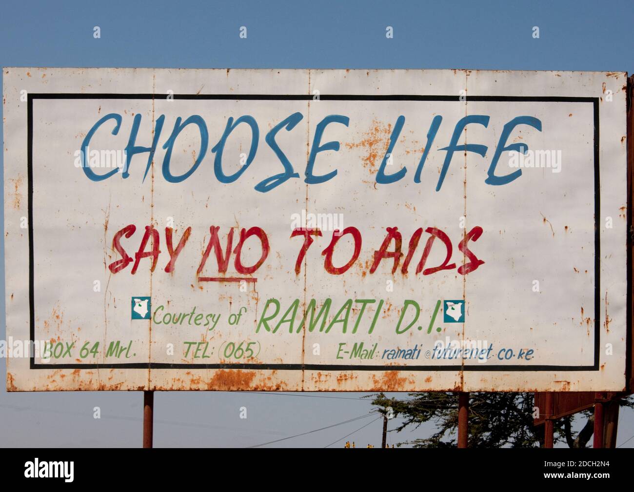 Warntafel über AIDS, Turkana See, Lodwar, Kenia Stockfoto