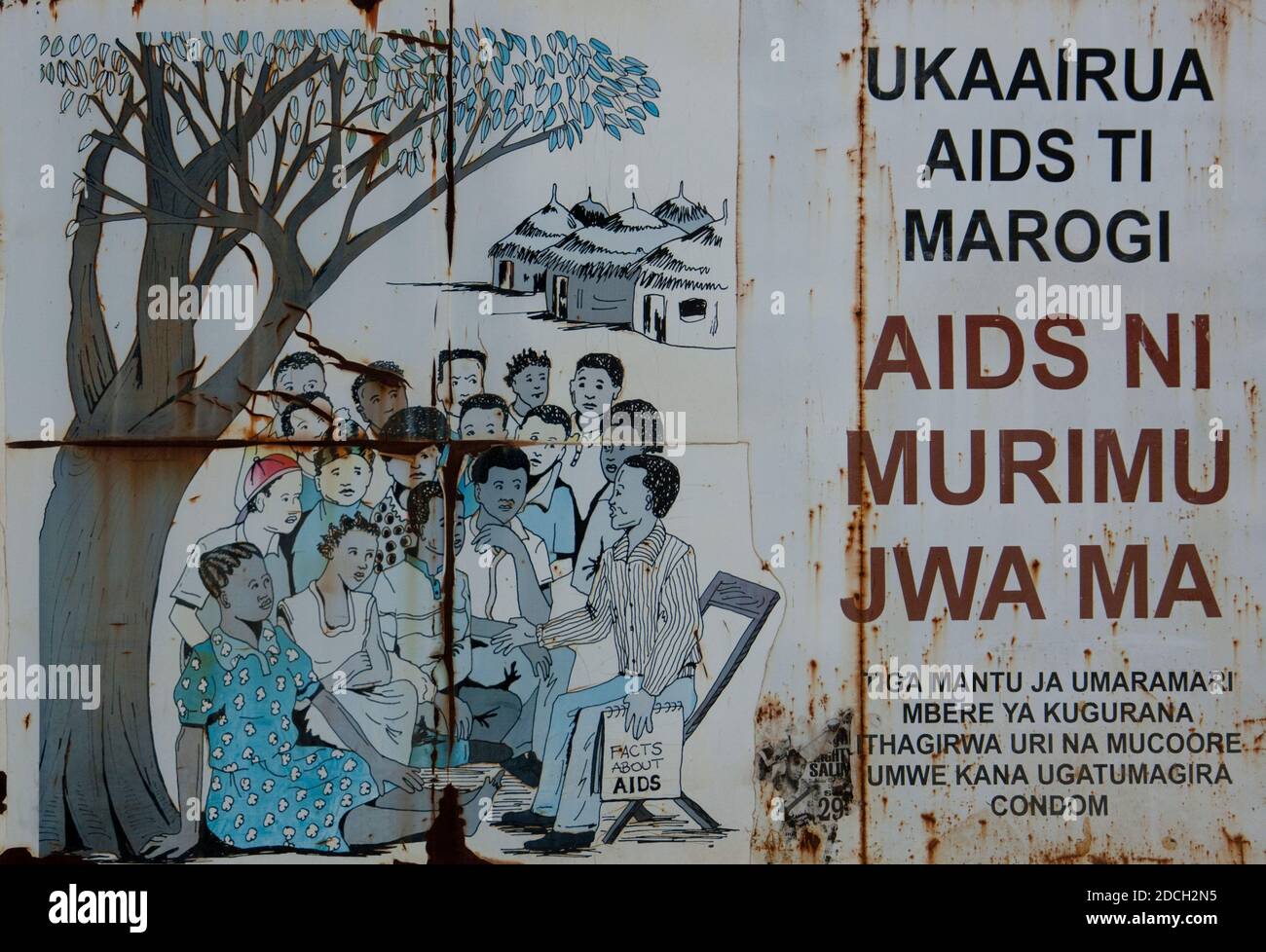 Warnschild über AIDS, Turkana See, Lodwar, Kenia Stockfoto