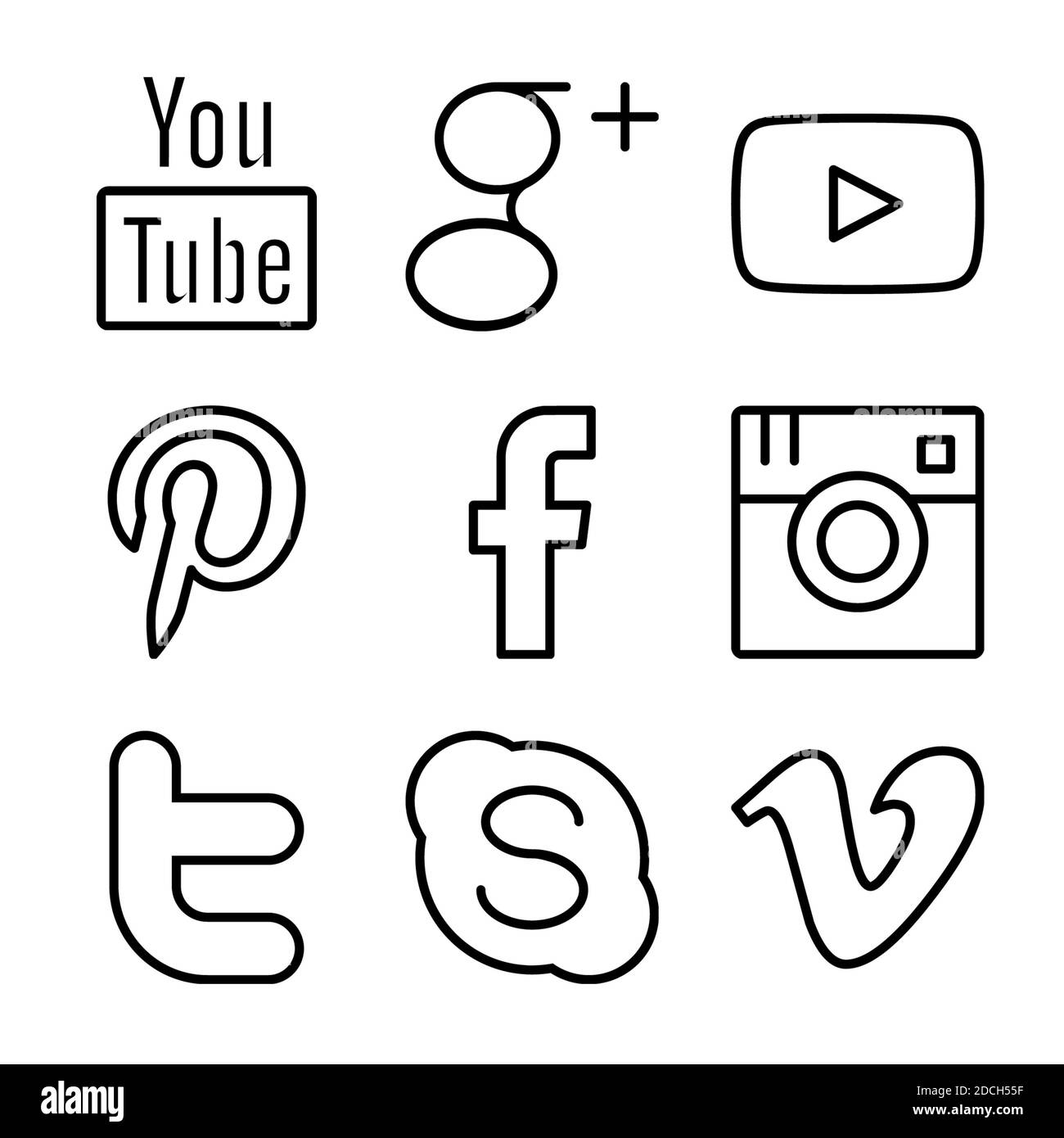 Linie Symbole für soziale Medien Stockfoto