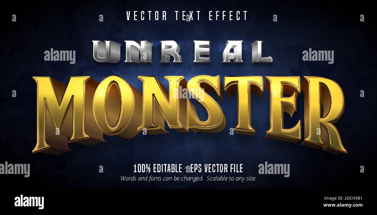 Unreal Monster Text, Spiel Stil editierbaren Text-Effekt Stock Vektor