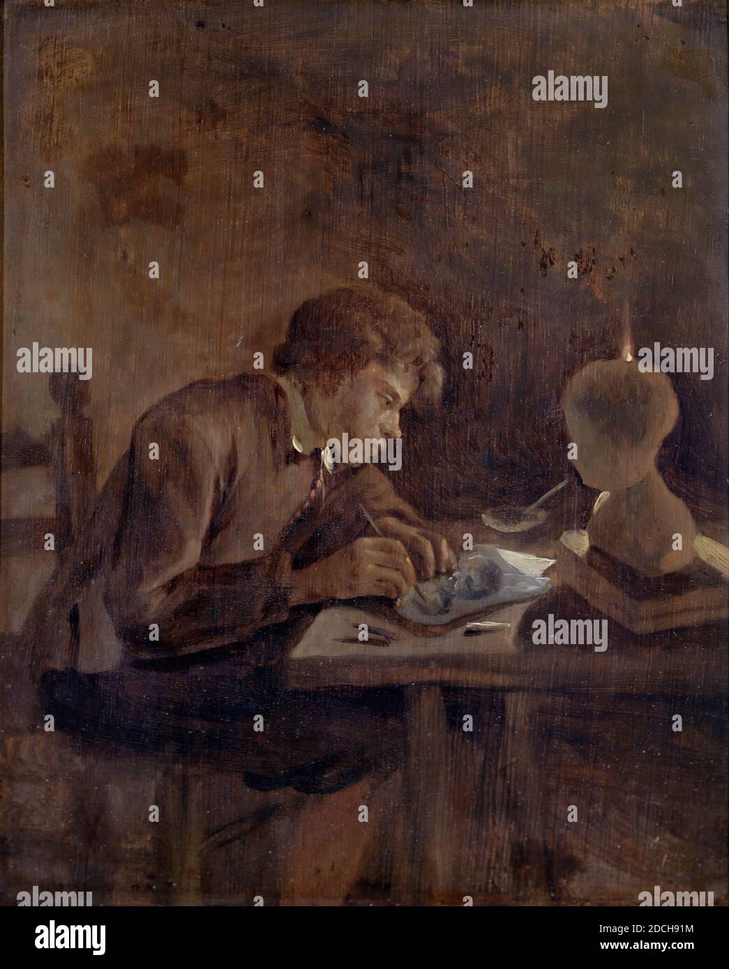 Gemälde, Jan Steen, kurz nach 1650, Signatur vorne, unten rechts: J Steen,  Tafel, Ölfarbe, bemalt, Träger: 24.8 × 20 × 0,5cm 248 × 200 × 5mm, mit  Rahmen: 40.5 × 36 ×