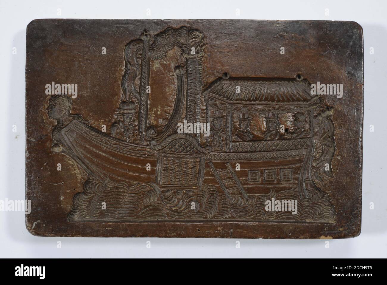 Keksbrett, Anonymous, erste Hälfte des 19. Jahrhunderts, geschnitzt, Allgemein: 33.2 x 29 x 2,1cm 332 x 290 x 21mm, Seemann, Dampfschiff, Keksbrett für Lebkuchen mit Darstellung eines Dampfdampfers, 1903 Stockfoto