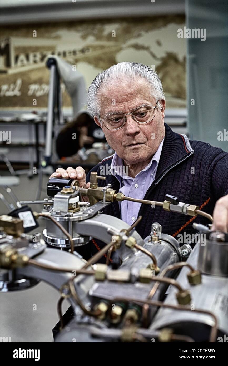 Piero Bambi, Sohn von Giuseppe Bambi und Neffe von Bruno Bambi, den Brüdern, die La Marzocco ,Scarperia, Florenz ,Italien gründeten Stockfoto