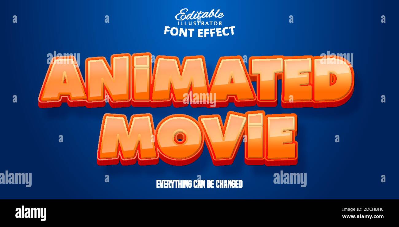 Animierter Filmtext, 3d-editierbarer Schriftarteffekt Stock Vektor