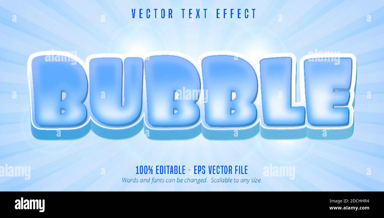 Bubble Text, Cartoon-Stil editierbaren Texteffekt Stock Vektor