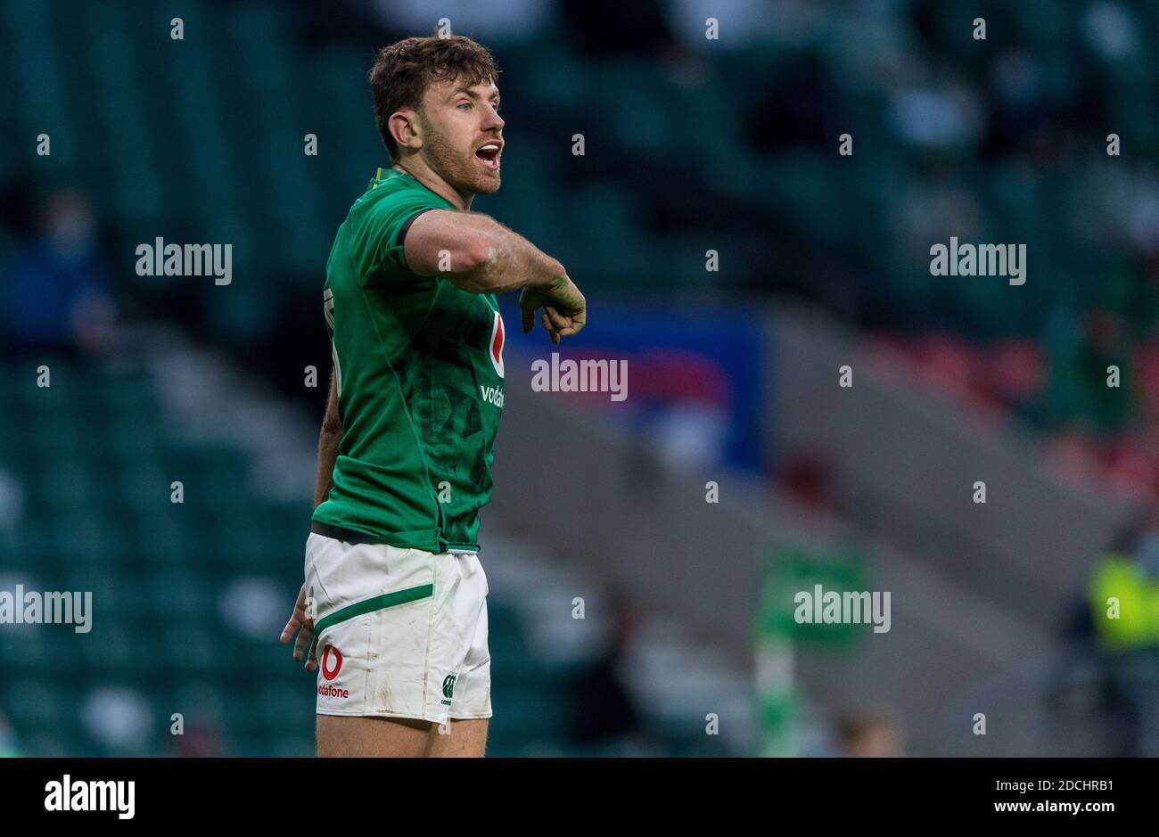 London, England, 21. November 2020, Rugby Union Autumn International Series , England Frauen gegen Frankreich Frauen, Twickenham, 2020, 21/11/2020 Hugo Keenan of Ireland Credit:Paul Harding/Alamy Live News Stockfoto