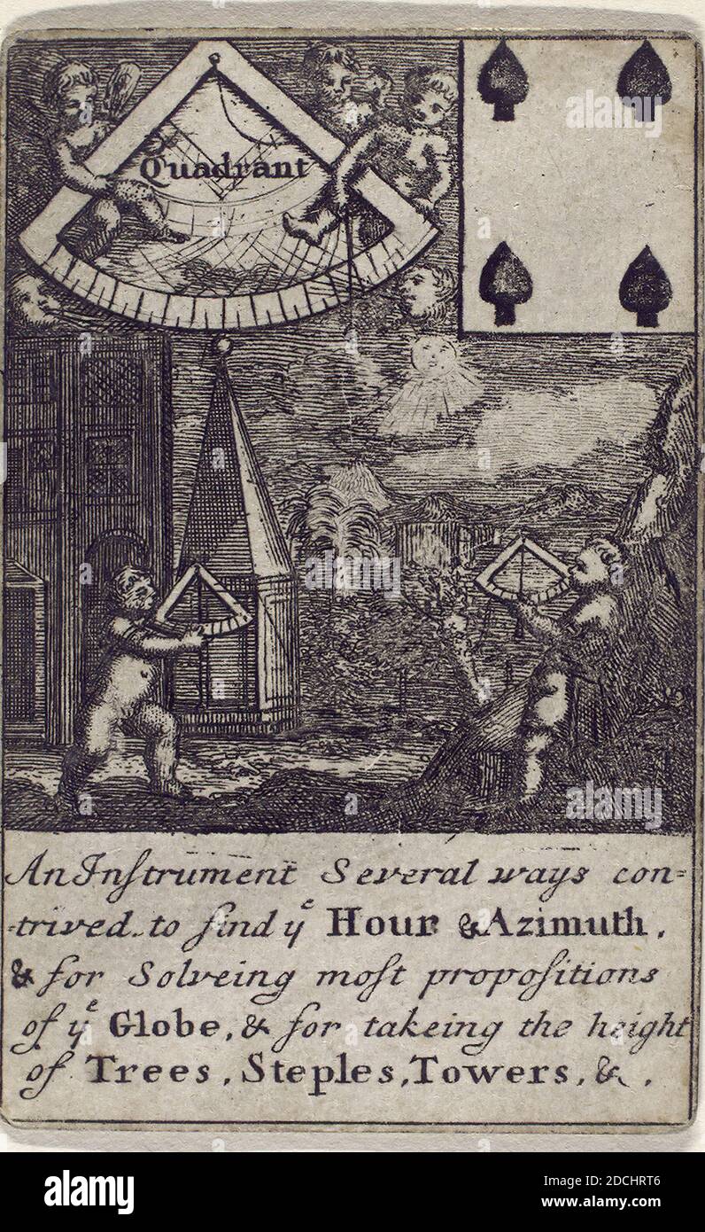 Vier von Pik: Quadrant., Standbild, 1702 Stockfoto