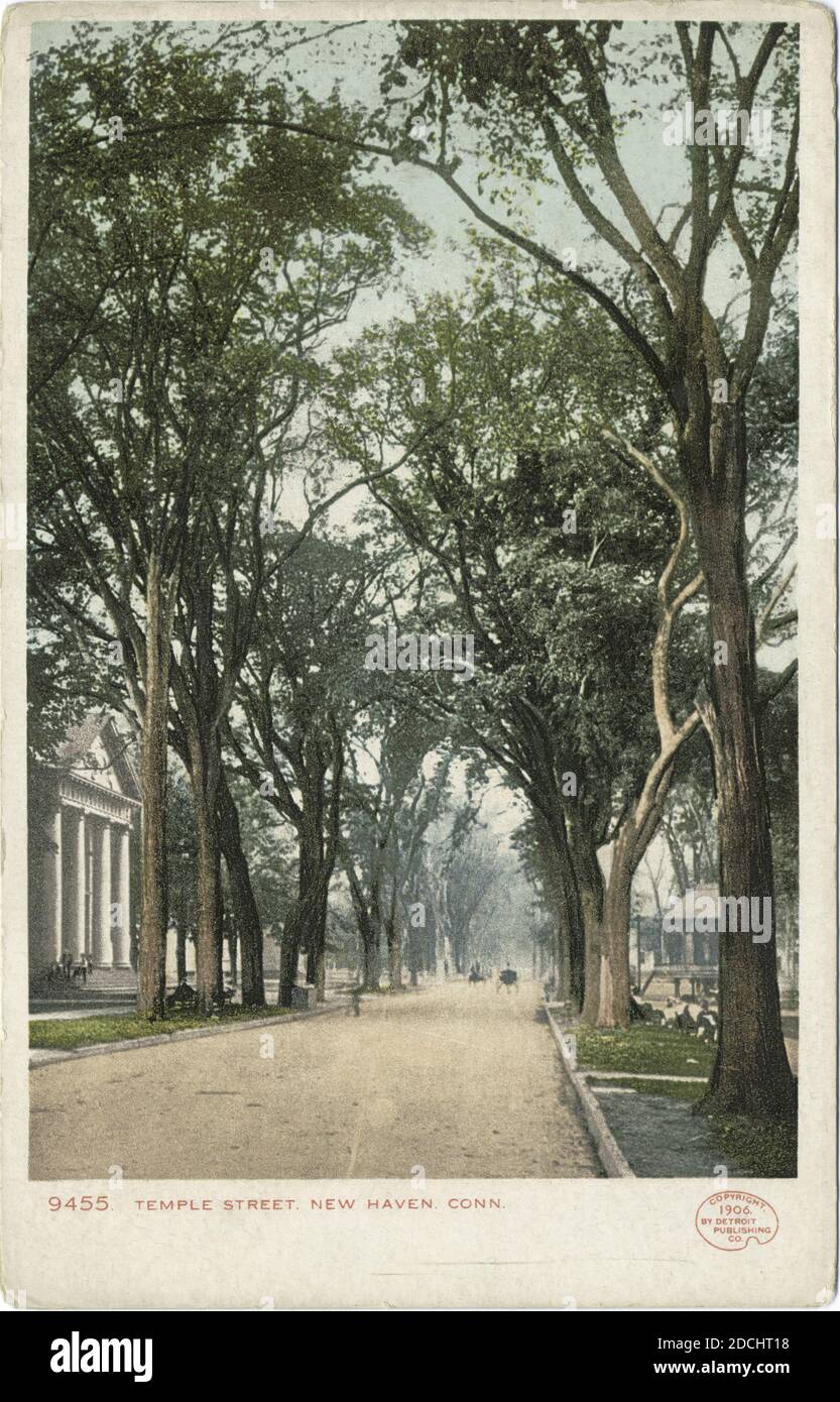 Temple Street, New Haven, Conn., Standbild, Postkarten, 1898 - 1931 Stockfoto