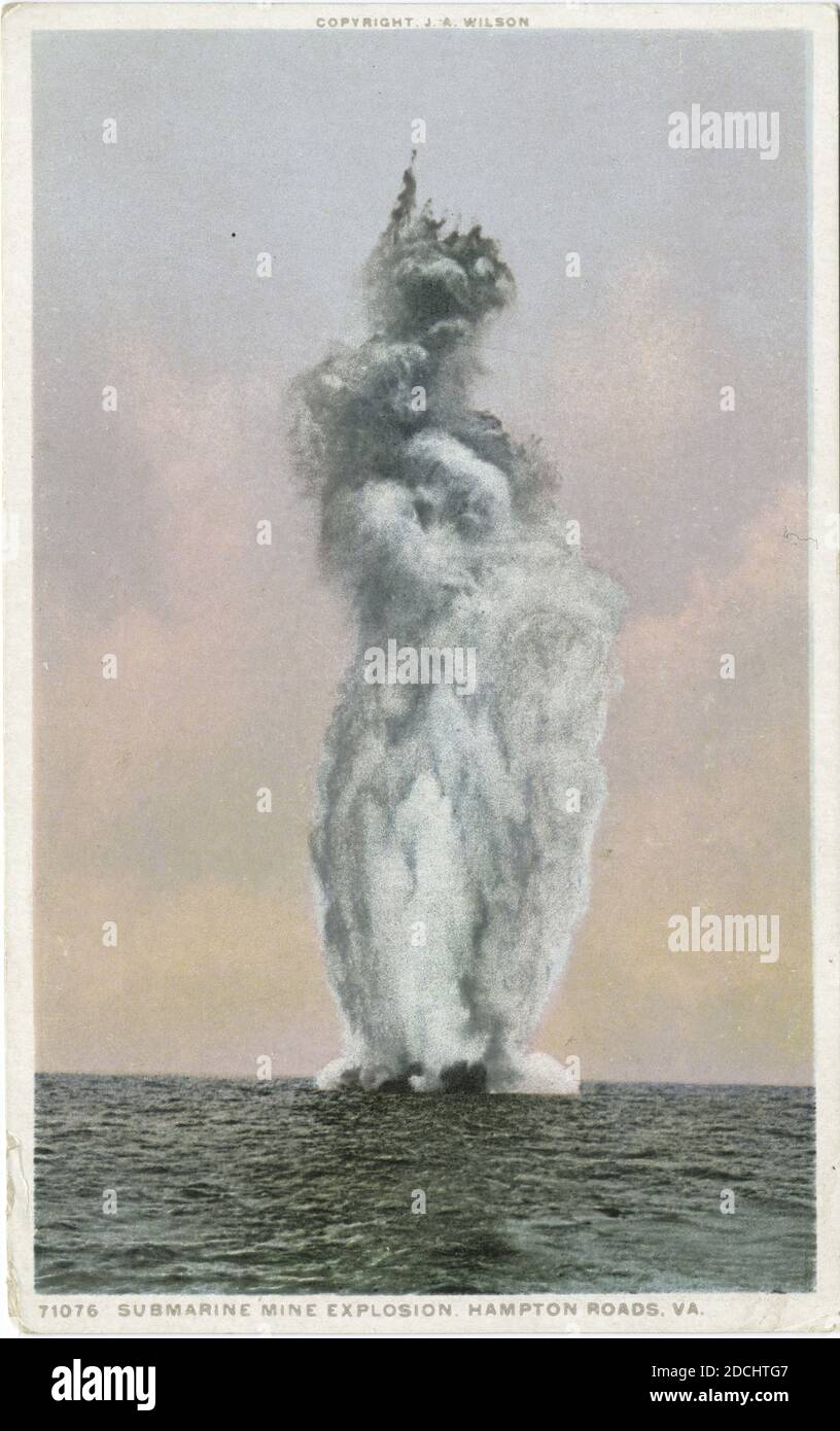 U-Boot Mine Explosion, Naval, Standbild, Postkarten, 1898 - 1931 Stockfoto