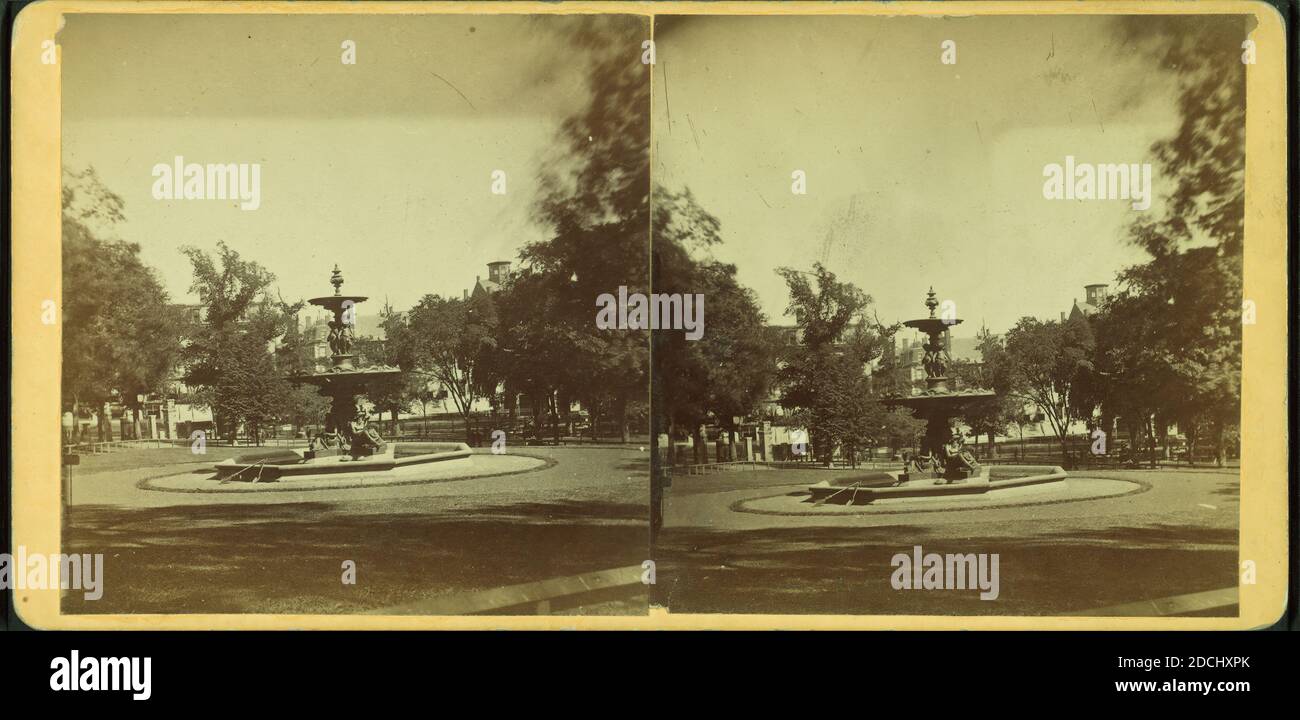 Brauerbrunnen, Boston Common., Standbild, Stereographen, 1850 - 1930 Stockfoto