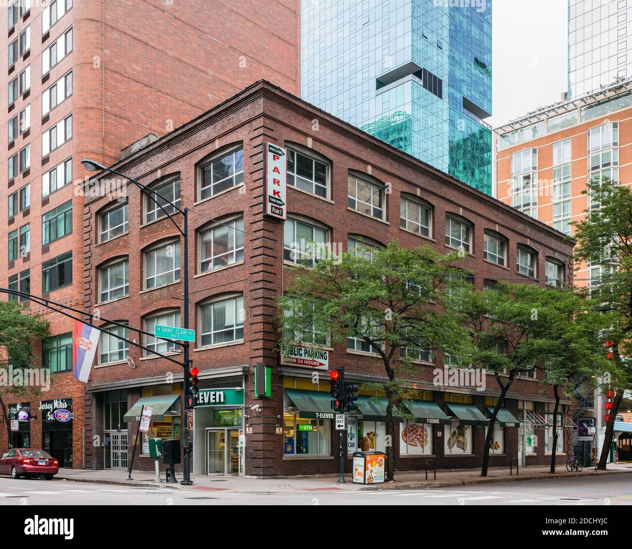 Loft-Gebäude im Viertel Streeterville Stockfoto