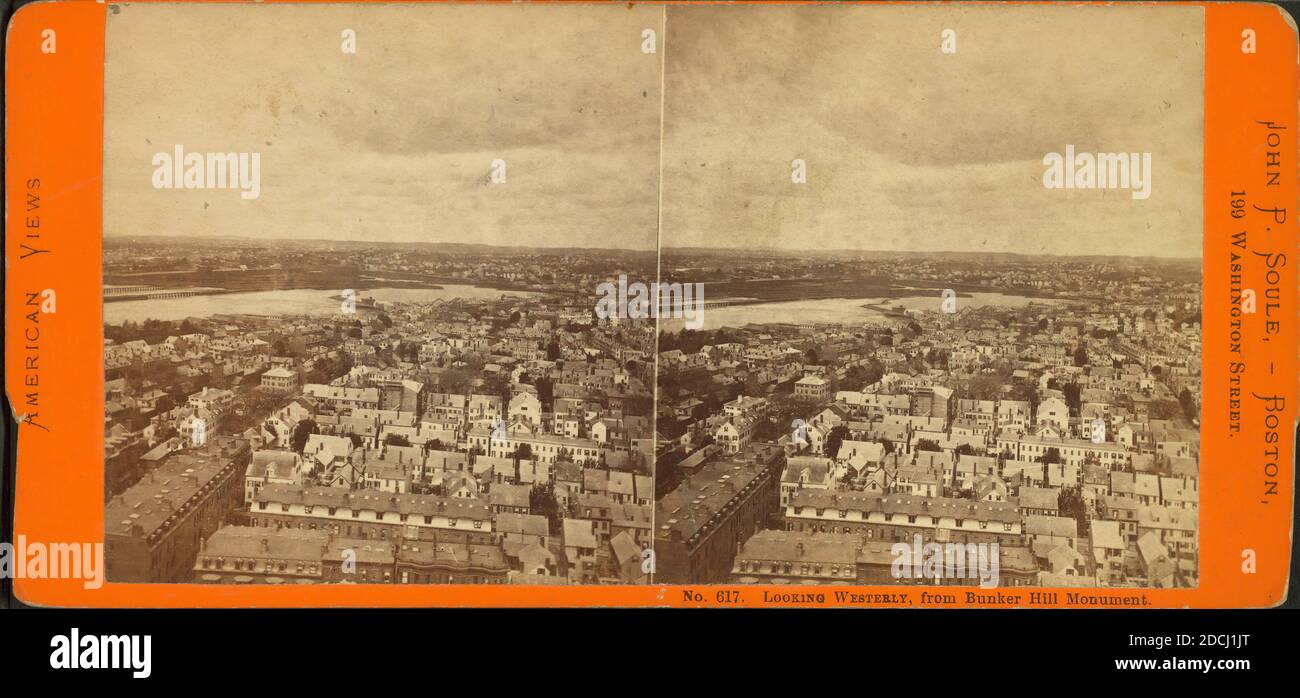 Blick westlich vom Bunker Hill Monument., Standbild, Stereographen, 1850 - 1930, Soule, John P. (1827-1904 Stockfoto