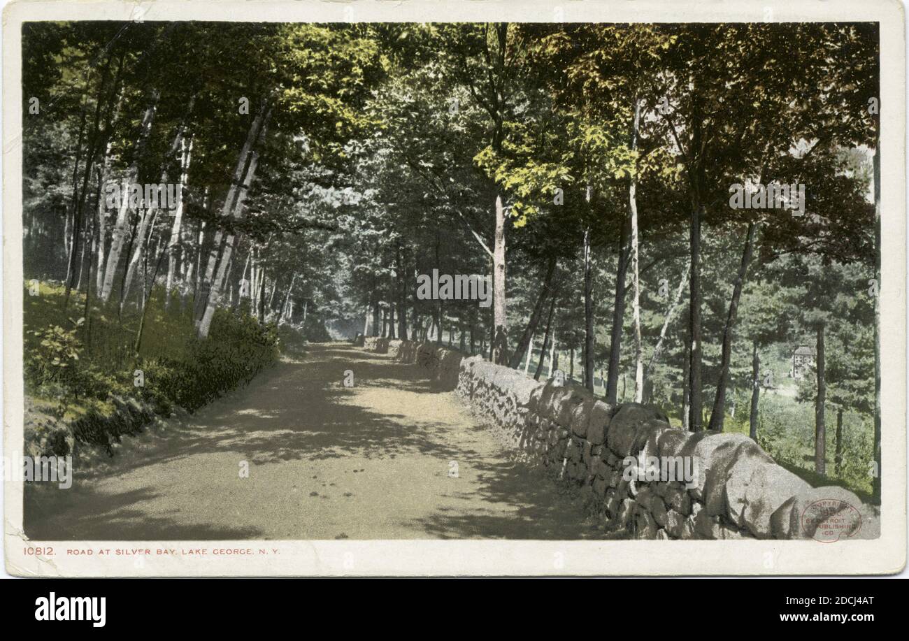 Silver Bay Road, Lake George, N. Y., Standbild, Postkarten, 1898 - 1931 Stockfoto