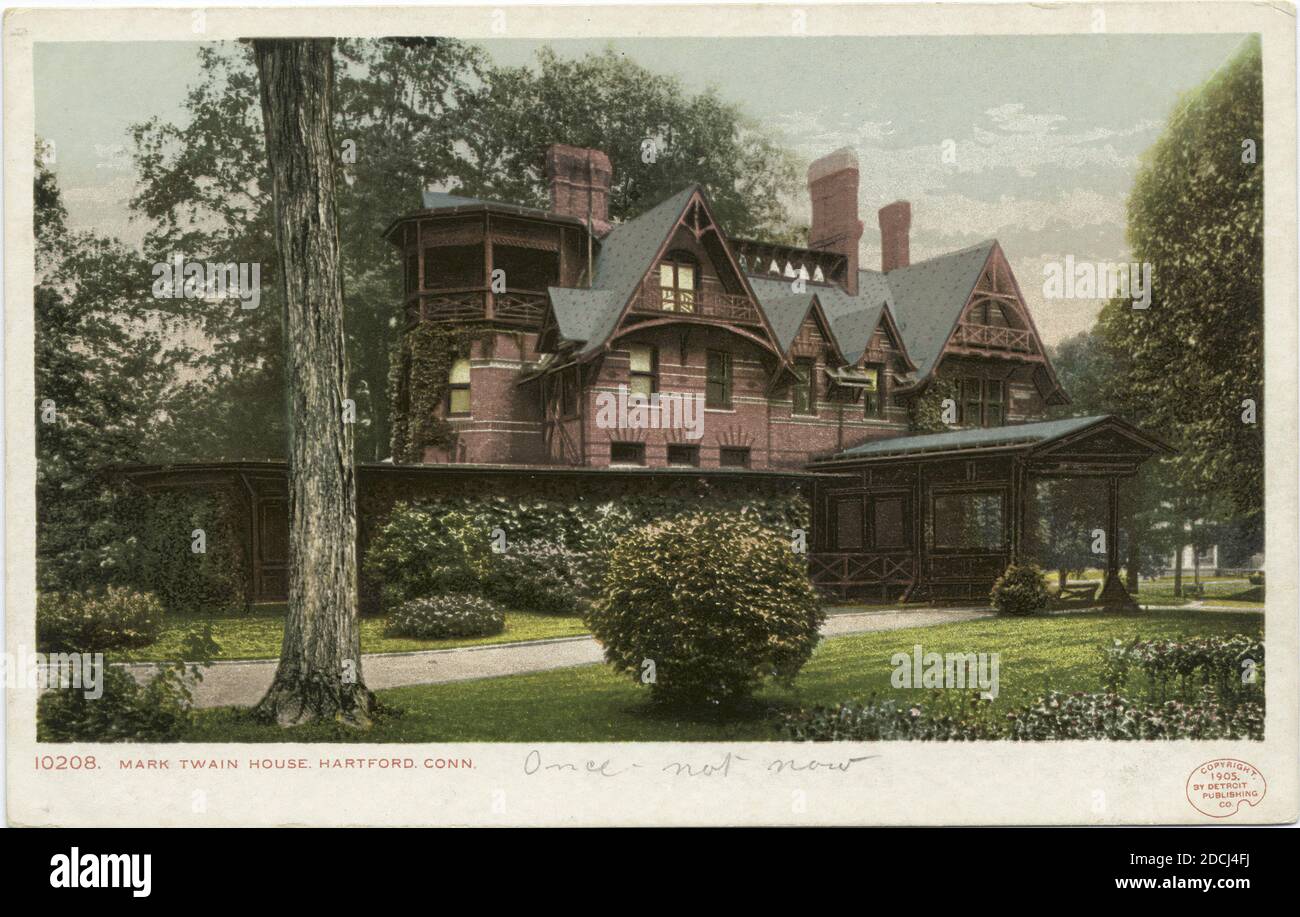 Mark Twain House, Hartford, Connecticut, Standbild, Postkarten, 1898 - 1931 Stockfoto