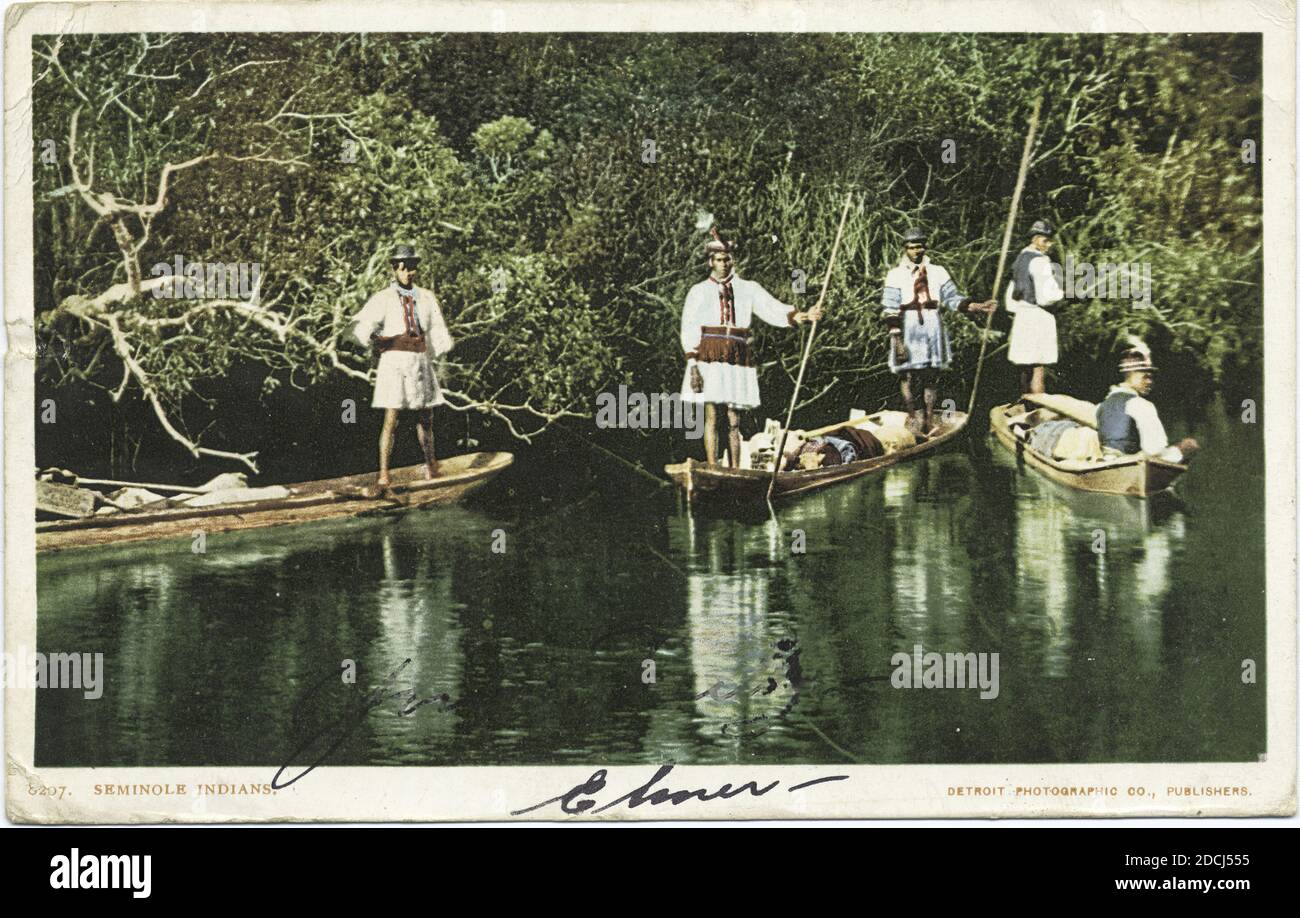 Seminole Indians, Florida, Standbild, Postkarten, 1898 - 1931 Stockfoto