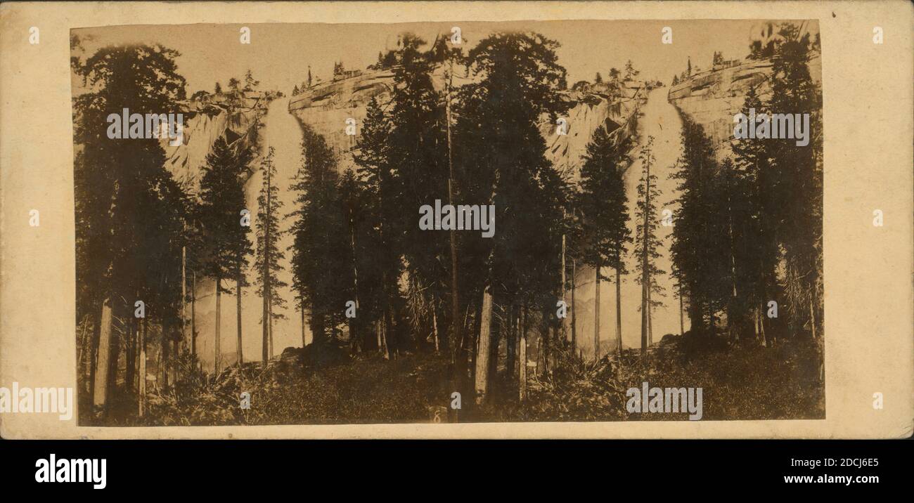 Nevada Fall, 600 Fuß hoch., Standbild, Stereographen, 1850 - 1930 Stockfoto