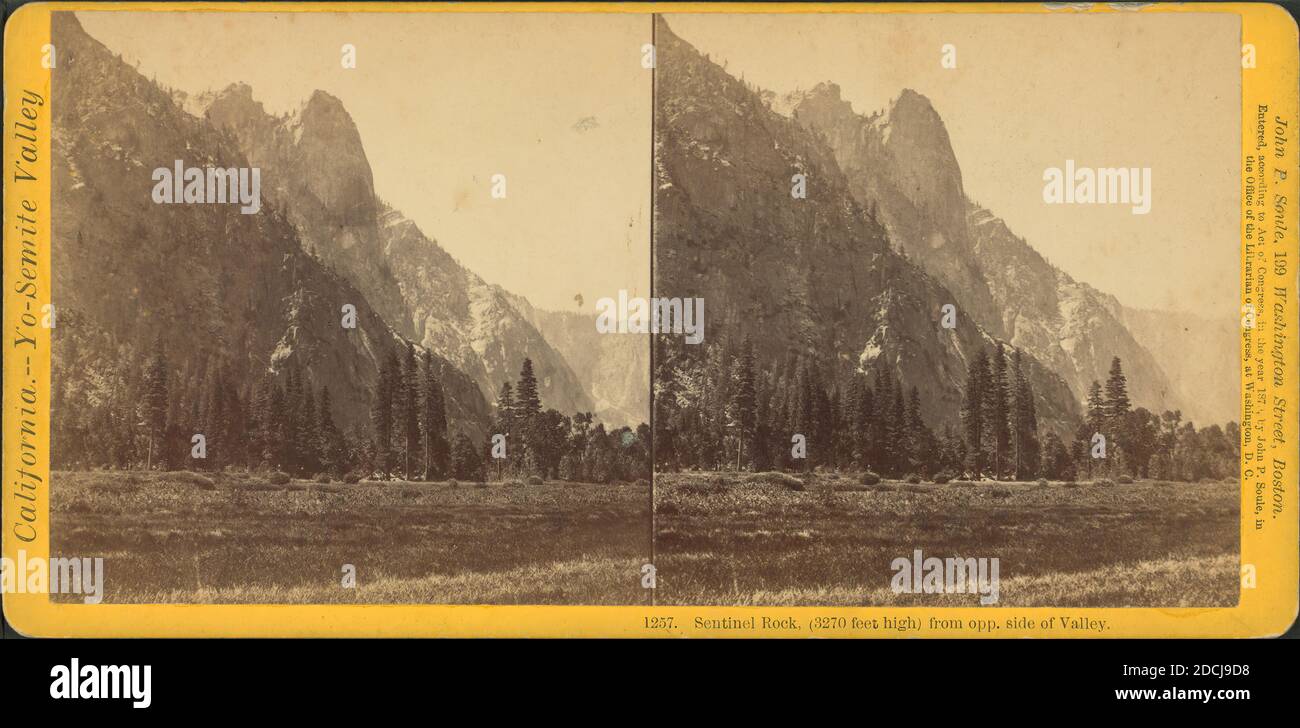 Sentinel Rock, (3270 Fuß hoch) von der OPP. Seite des Tals., Standbild, Stereographen, 1870, Soule, John P. (1827-1904 Stockfoto