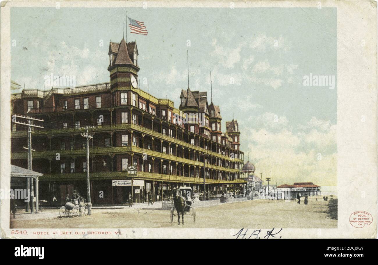 Hotel Velvet, Old Orchard, Me., Standbild, Postkarten, 1898 - 1931 Stockfoto