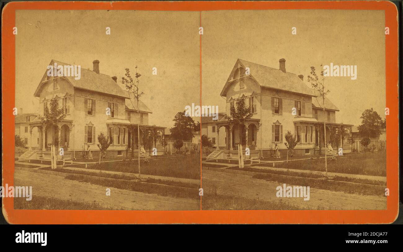 Blick auf ein Haus und einen Hof., Standbild, Stereographen, 1850 - 1930, Goldsmith & Lazelle Stockfoto