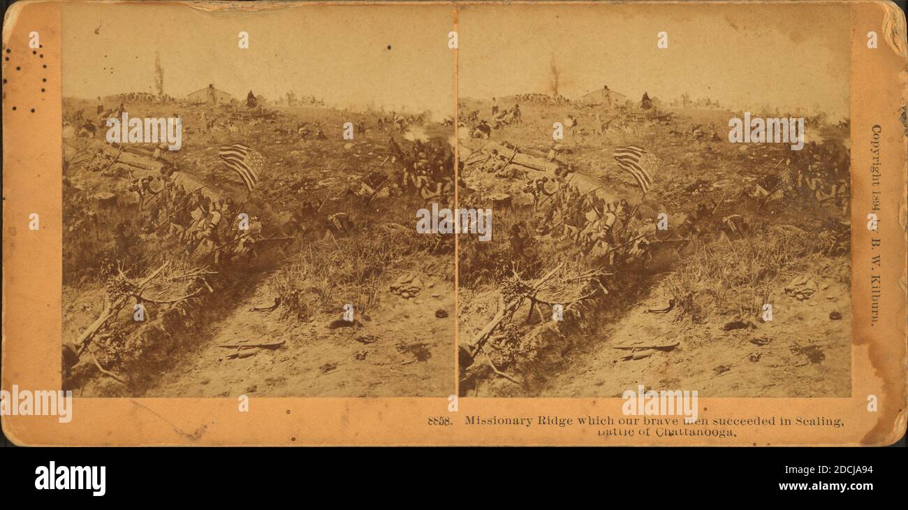 Missionar Ridge, den unsere tapferen Männer in Scaling, Battle of Chattanooga erfolgreich., Standbild, Stereographien, 1865 - 1909, Kilburn, B. W. (Benjamin West) (1827-1909 Stockfoto