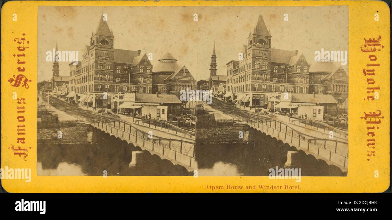 Opernhaus und Windsor Hotel., Standbild, Stereographen, 1850 - 1930, Biknell & Rice Stockfoto