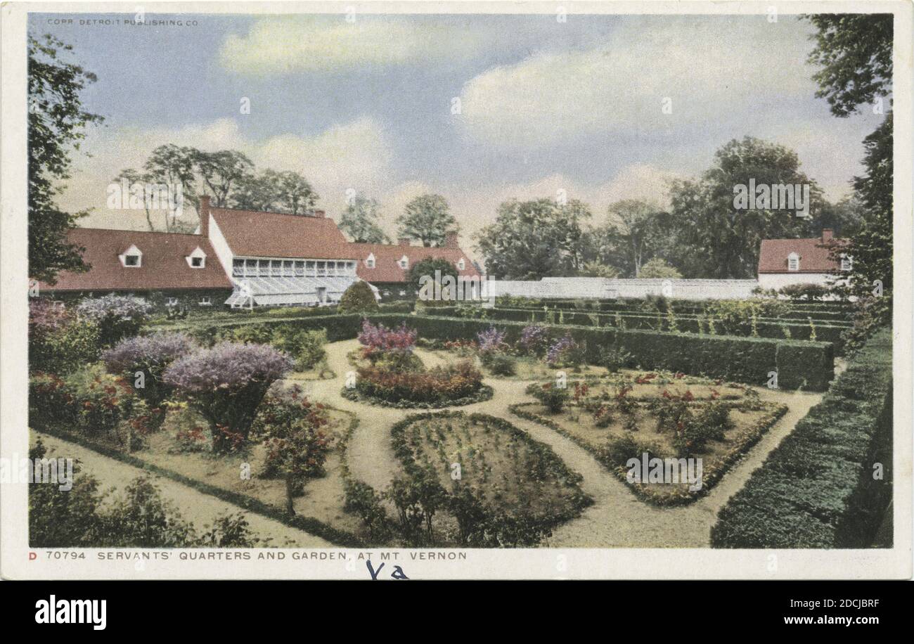 Dienstzimmer und Garten, Mt. Vernon, VA., Standbild, Postkarten, 1898 - 1931 Stockfoto