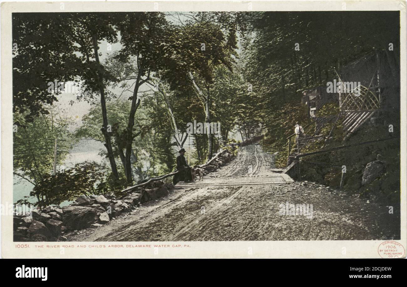 The River Road, Delaware Water Gap, Pa., Standbild, Postkarten, 1898 - 1931 Stockfoto