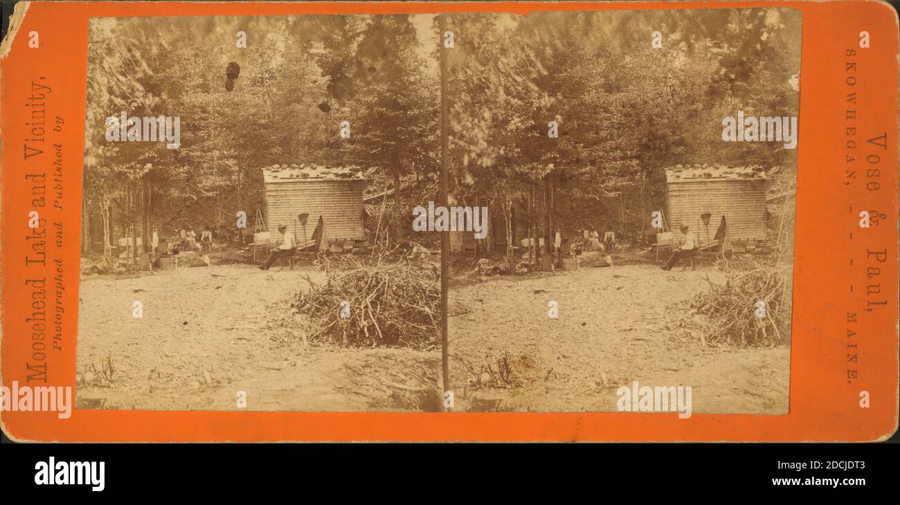 Blick auf einen Künstler bei der Arbeit draußen., Standbild, Stereographen, 1850 - 1930 Stockfoto