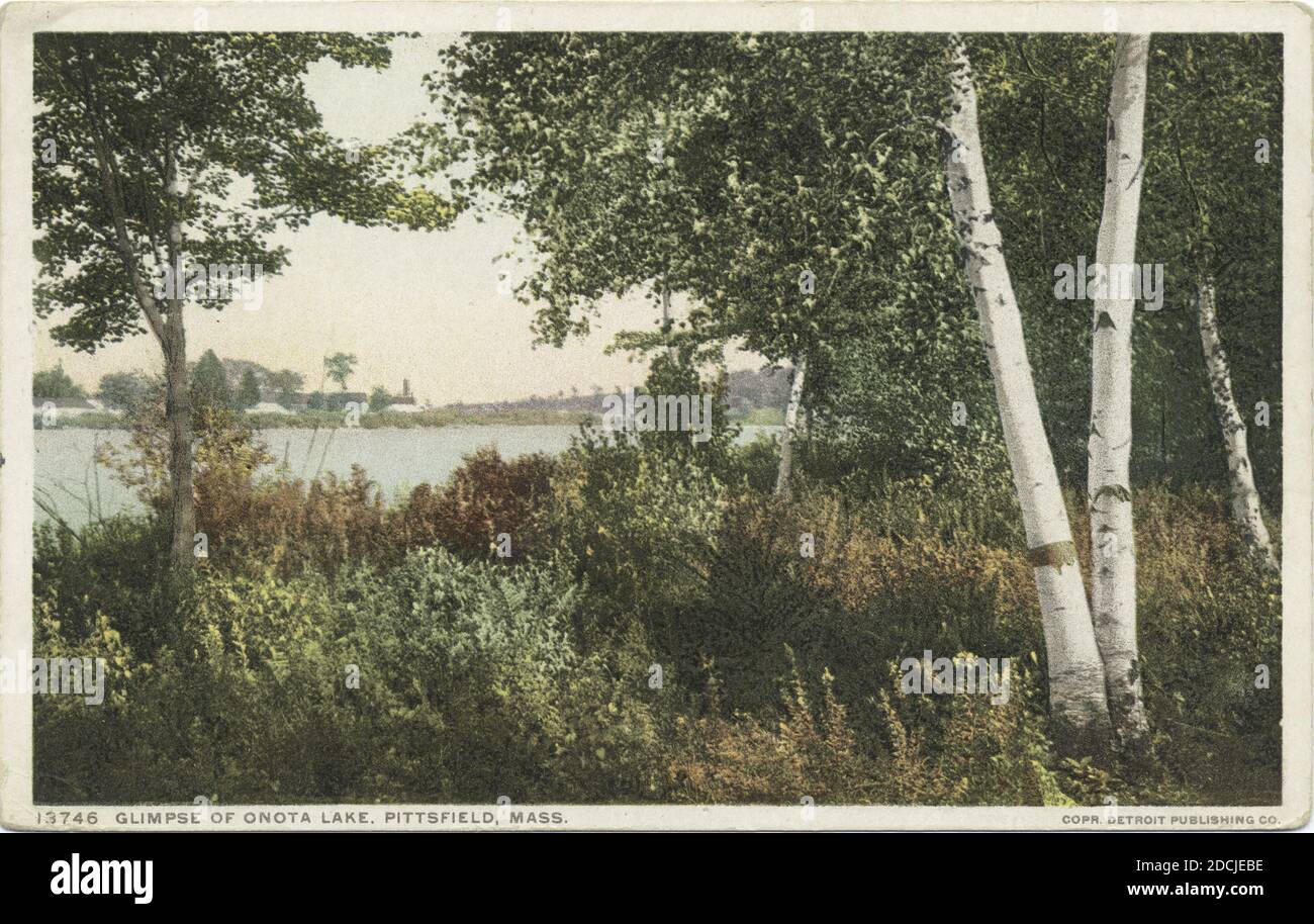 Blick auf den Onota Lake, Pittsfield, Mass., Standbild, Postkarten, 1898 - 1931 Stockfoto