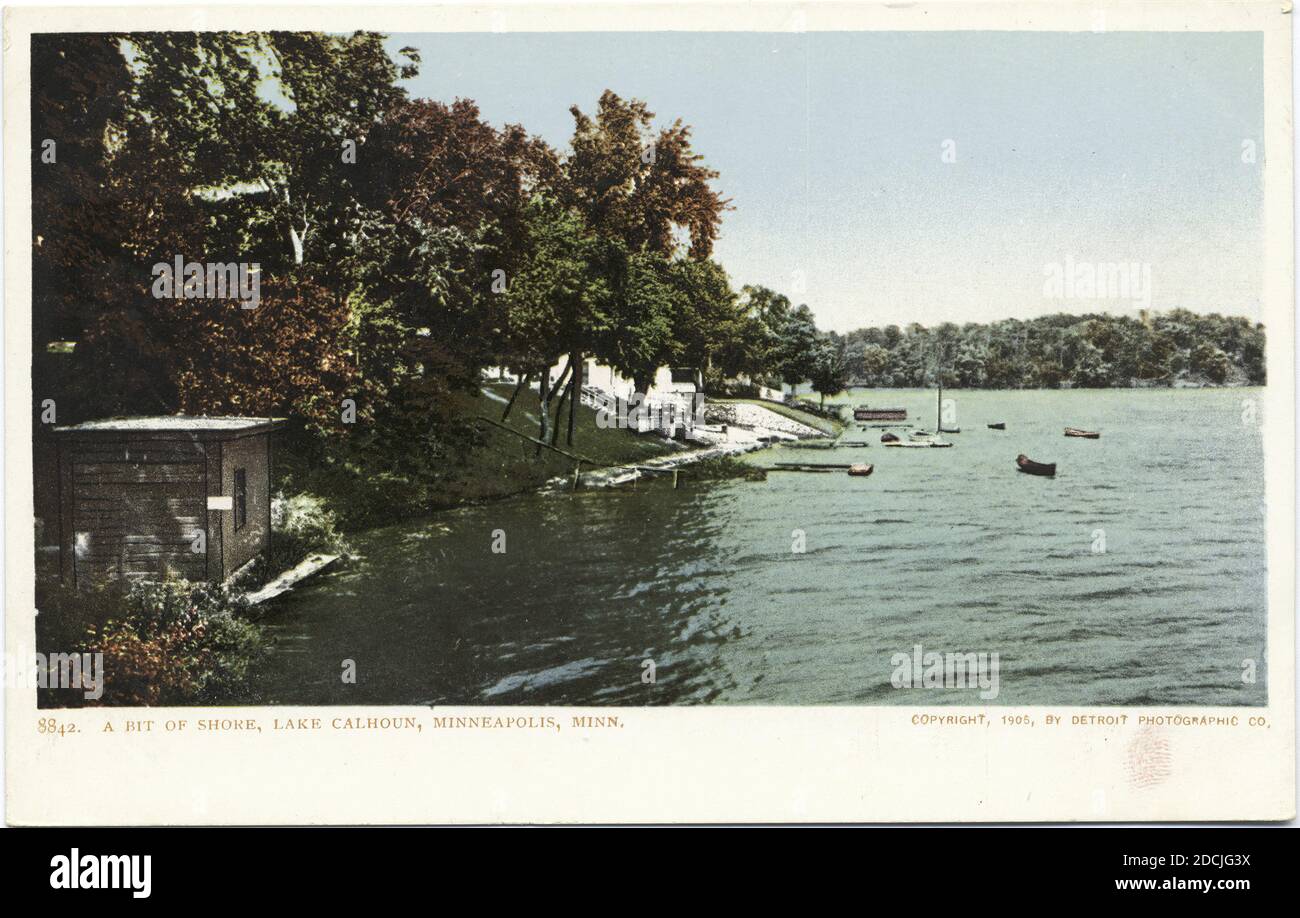 Ein bisschen von Shore, Lake Calhoun, Minneapolis, Minn., Standbild, Postkarten, 1898 - 1931 Stockfoto