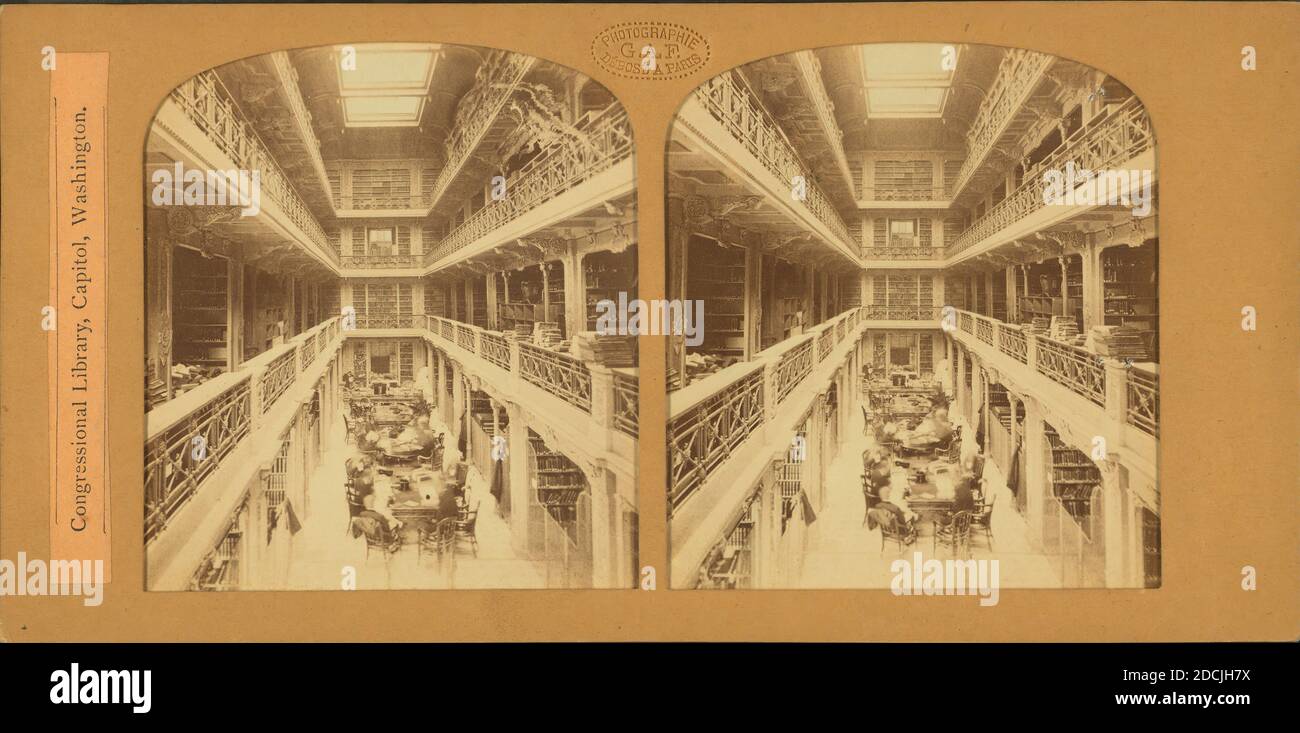 Congressional Library, Capitol, Washington., Standbild, Stereogramme, 1850 - 1930 Stockfoto