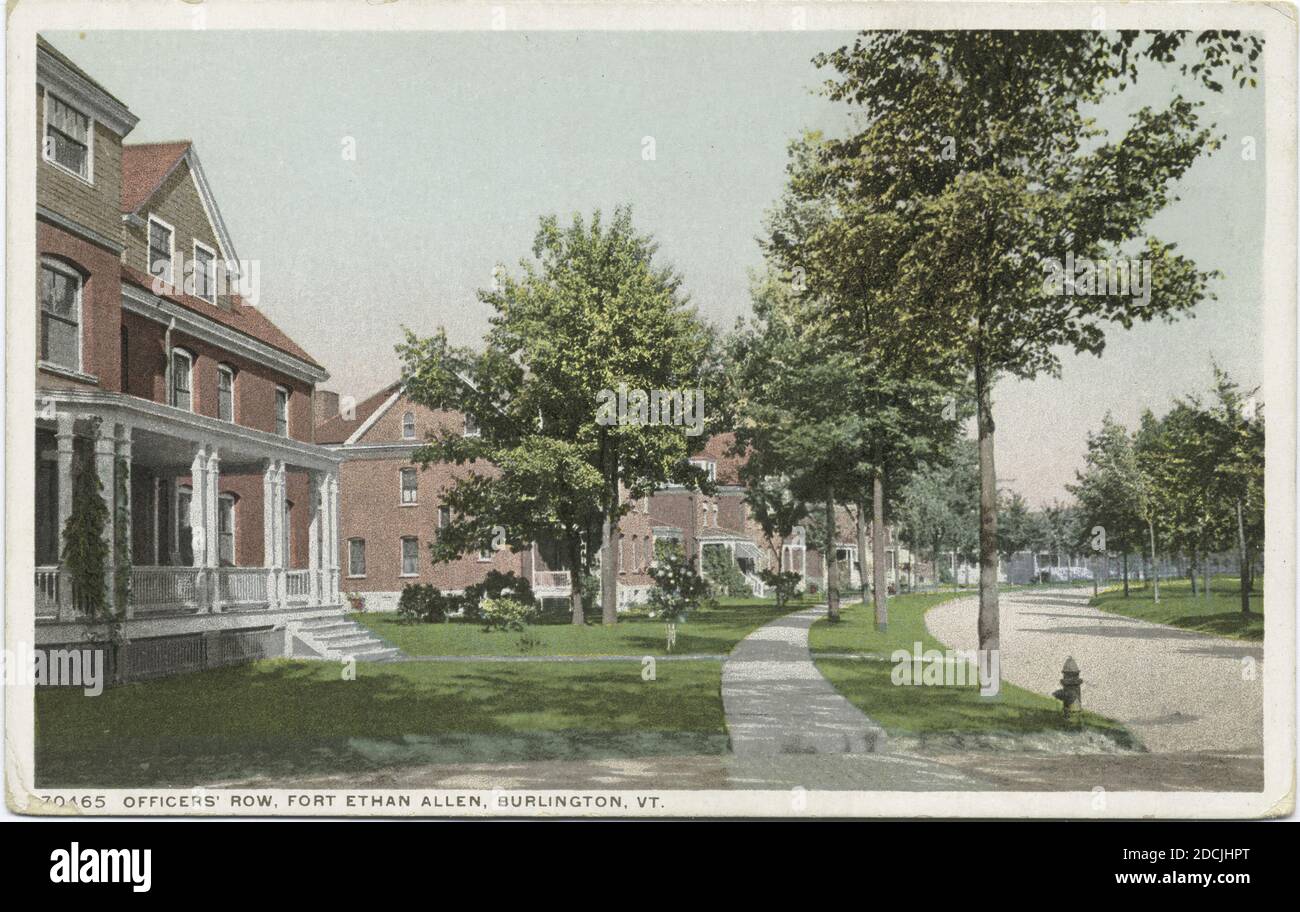Officers Row, Fort Ethan Allen, Burlington, V., Standbild, Postkarten, 1898 - 1931 Stockfoto