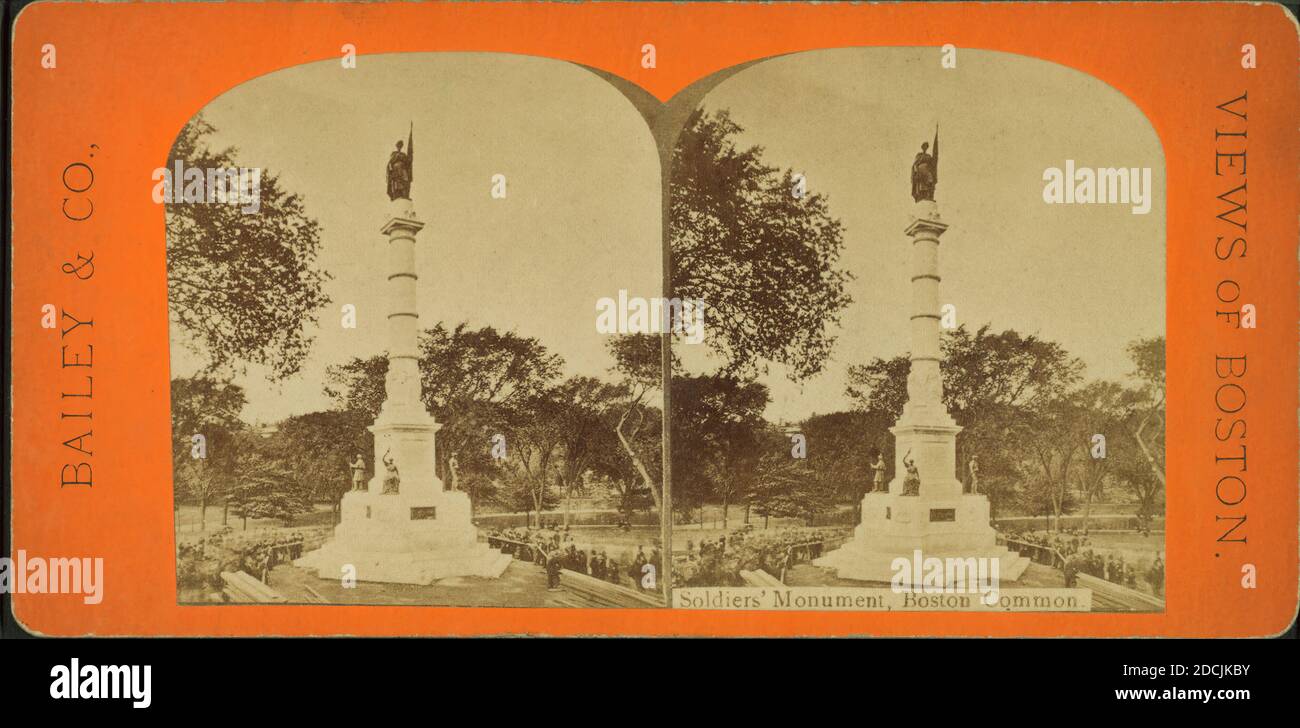 Soldier's Monument, Boston Common., Standbild, Stereographen, 1850 - 1930 Stockfoto