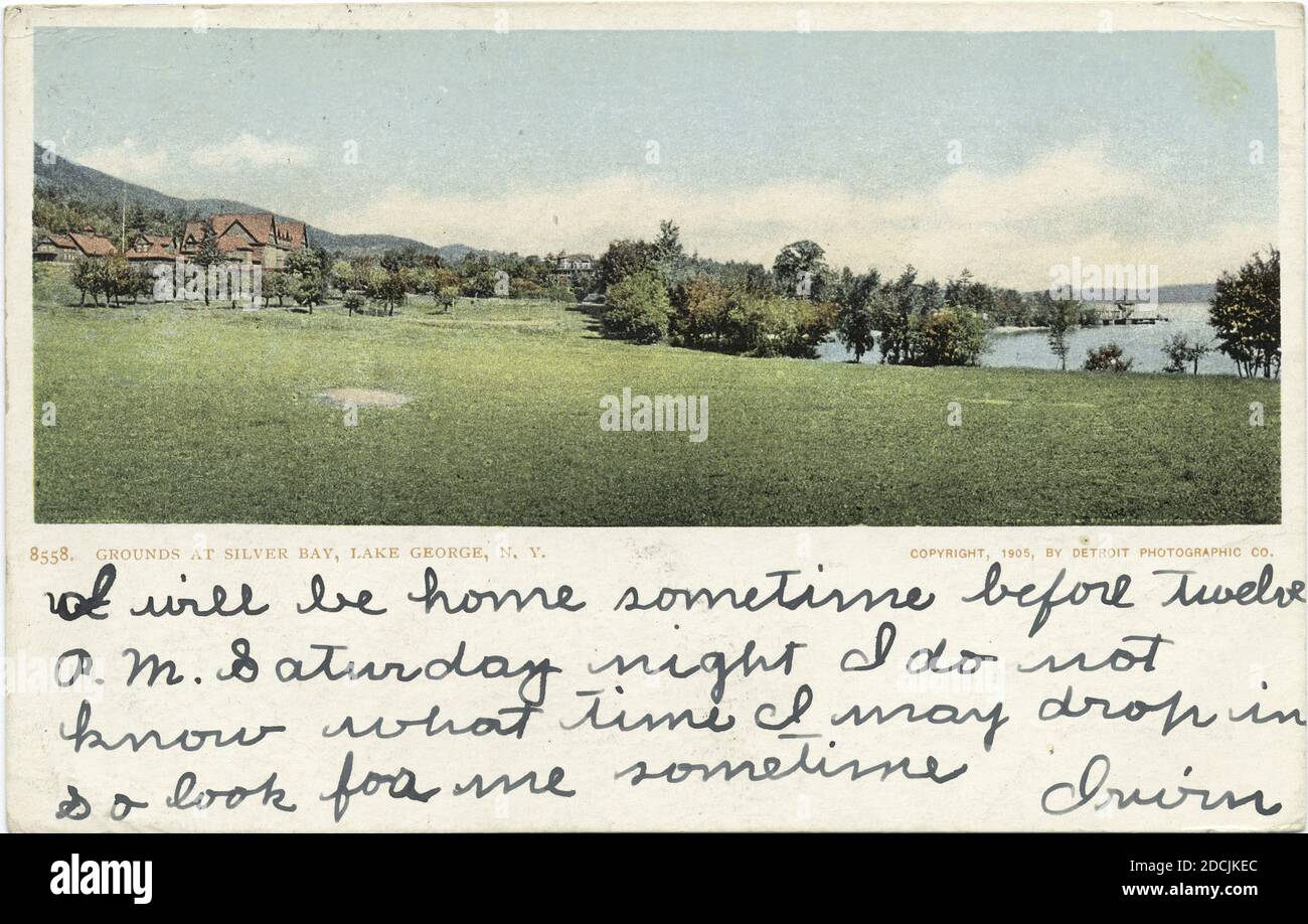 Grounds at Silver Bay, Lake George, N. Y., Standbild, Postkarten, 1898 - 1931 Stockfoto