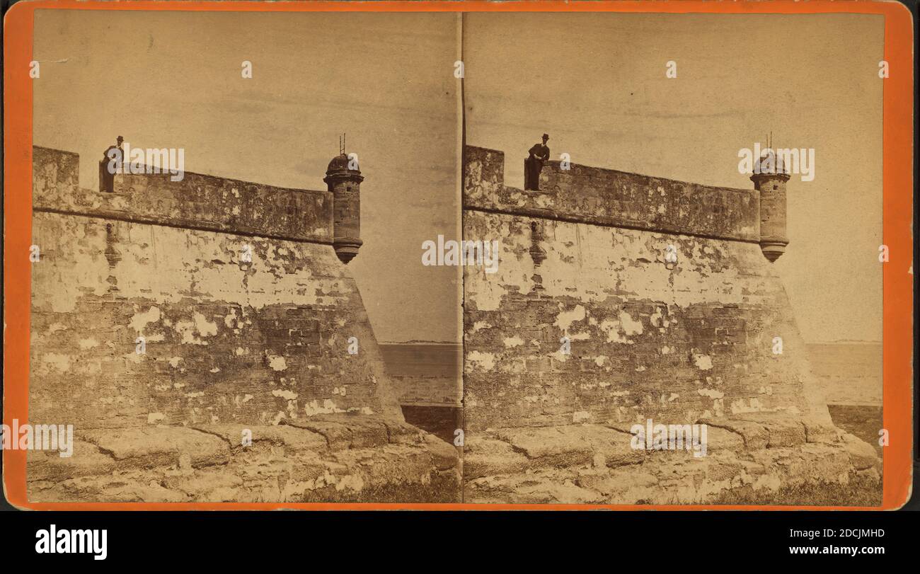 Fort Marion, (East Point) mit Brüstungswänden und Wachkasten. St. Augustine, Fla., Standbild, Stereographen, 1850 - 1930, Wilson & Havens Stockfoto