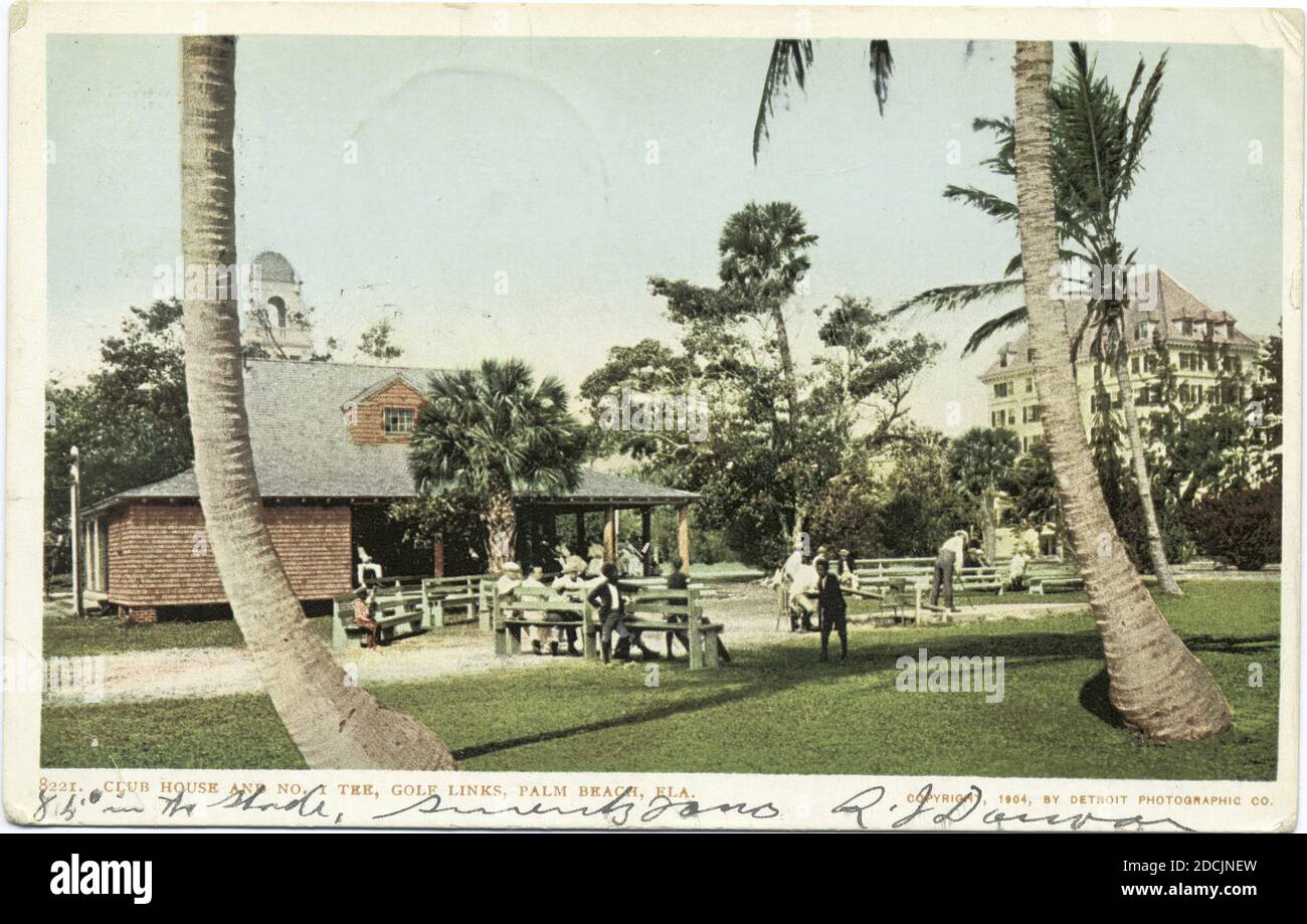 Golf Links, Club House No. 1 Tee, Palm Beach, Fla., Standbild, Postkarten, 1898 - 1931 Stockfoto