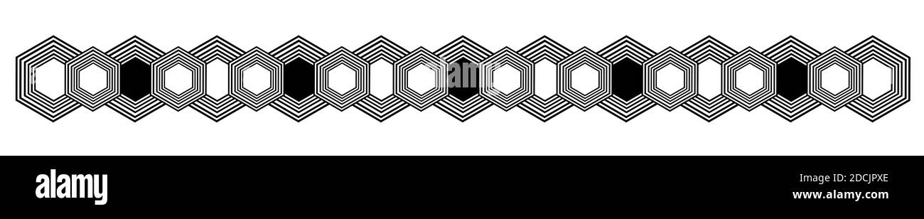 Fußzeile sechseckiges Muster schwarz und weiß zur Dekoration Stockfoto