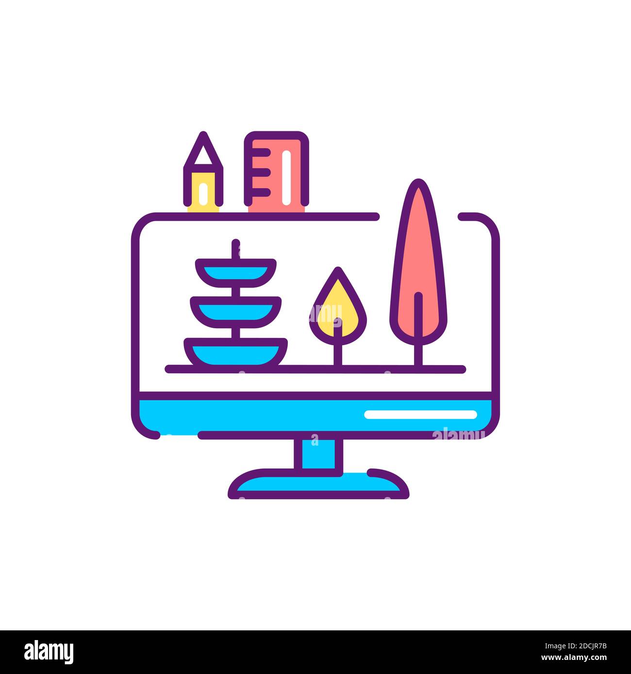 Farbsymbol im Querformat. Piktogramm für Webseite, mobile App, Promo. Stockfoto