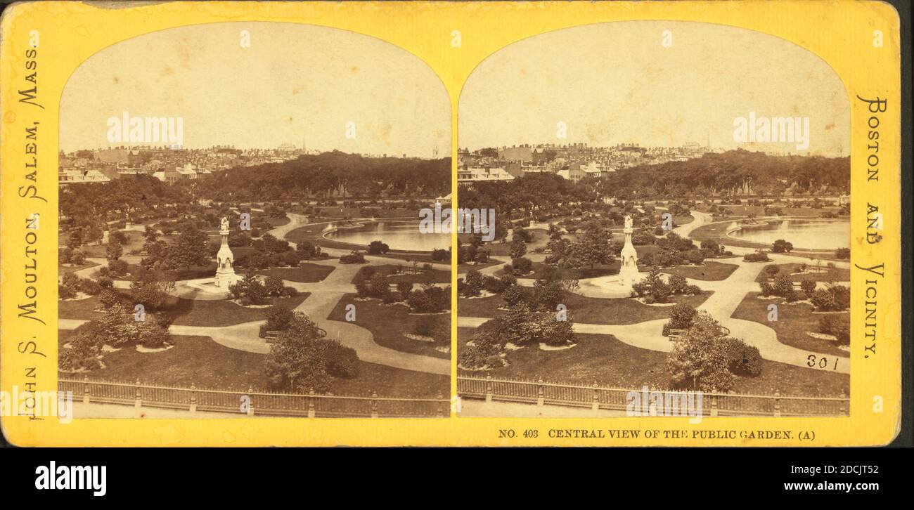 Zentrale Ansicht des Public Garden., Standbild, Stereographen, 1850 - 1930, Moulton, John S. (geb. 1820 Stockfoto
