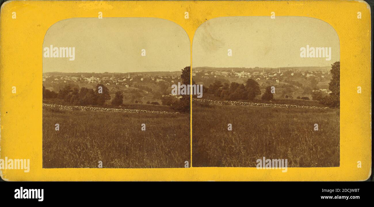 Ansicht von Barre in der Ferne mit Felszaun im Vordergrund. Standbild, Stereografien, 1850 - 1930, Putnam, George T., 1851 Stockfoto