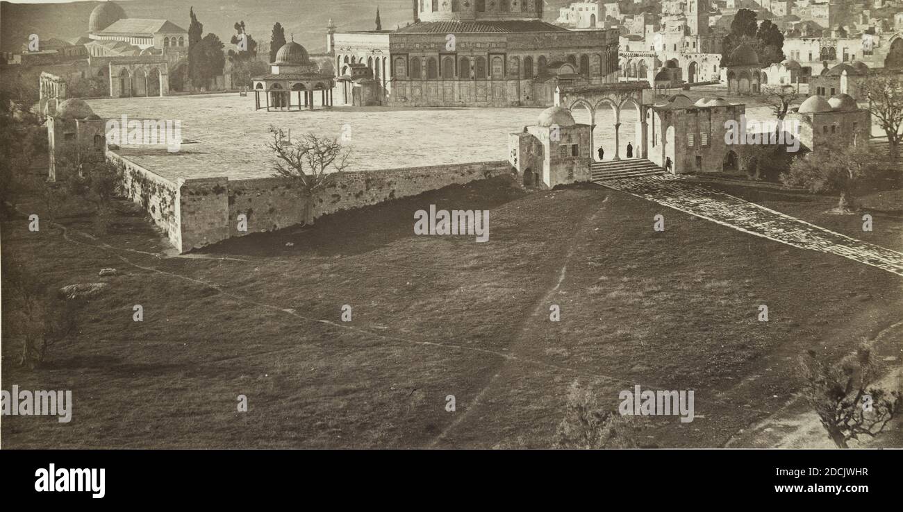 Innenraum des Haram-ash-Shárif : a. Nordseite der Plattform vom Minarett über dem Pool von Bethesda; B. Südeingang zu Kubbat-as-Sakhra, Standbild, Fotografien, 1865, Wilson, Charles William, Sir (1836-1905), McDonald, James (1822-1885 Stockfoto