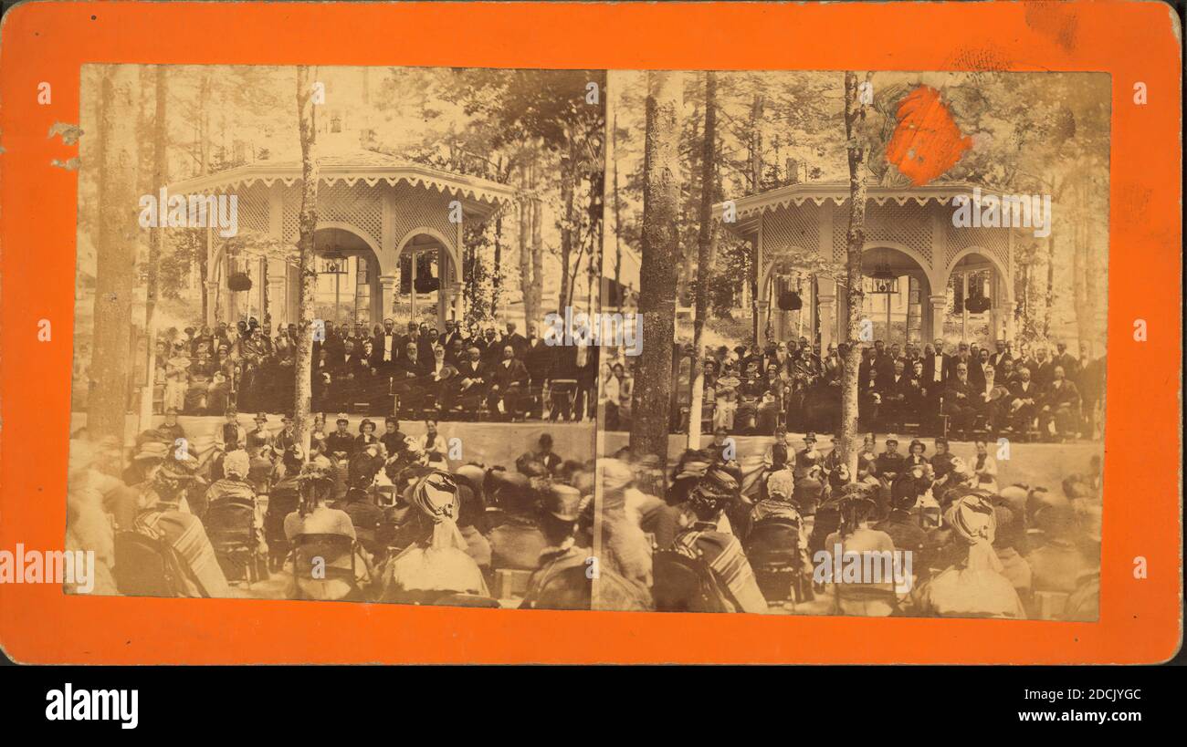 Sprecher und Publikum auf Old Orchard Camp Ground., Standbild, Stereographien, 1850 - 1930 Stockfoto