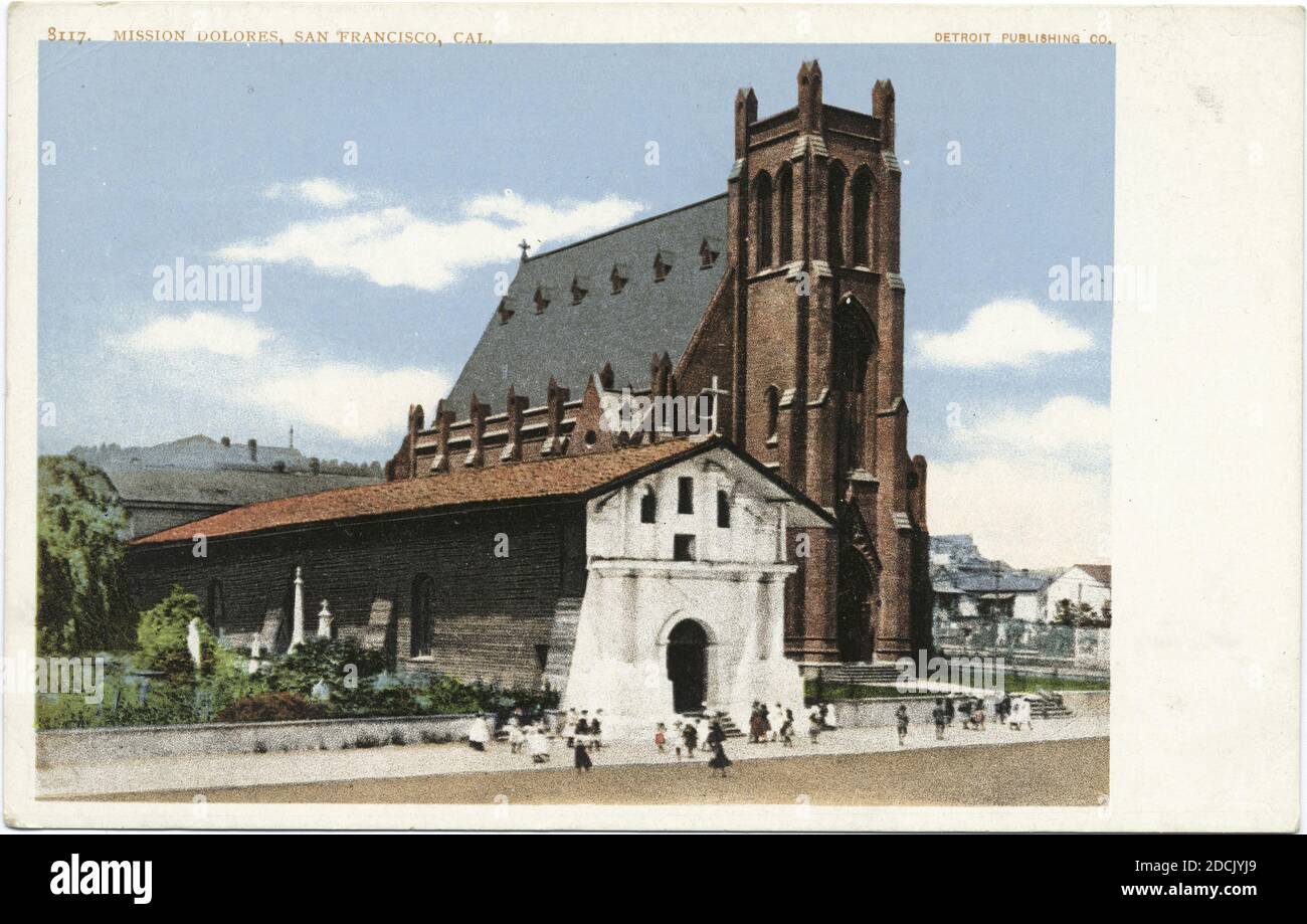 Mission Dolores, San Francisco, Kalifornien, Standbild, Postkarten, 1898 - 1931 Stockfoto