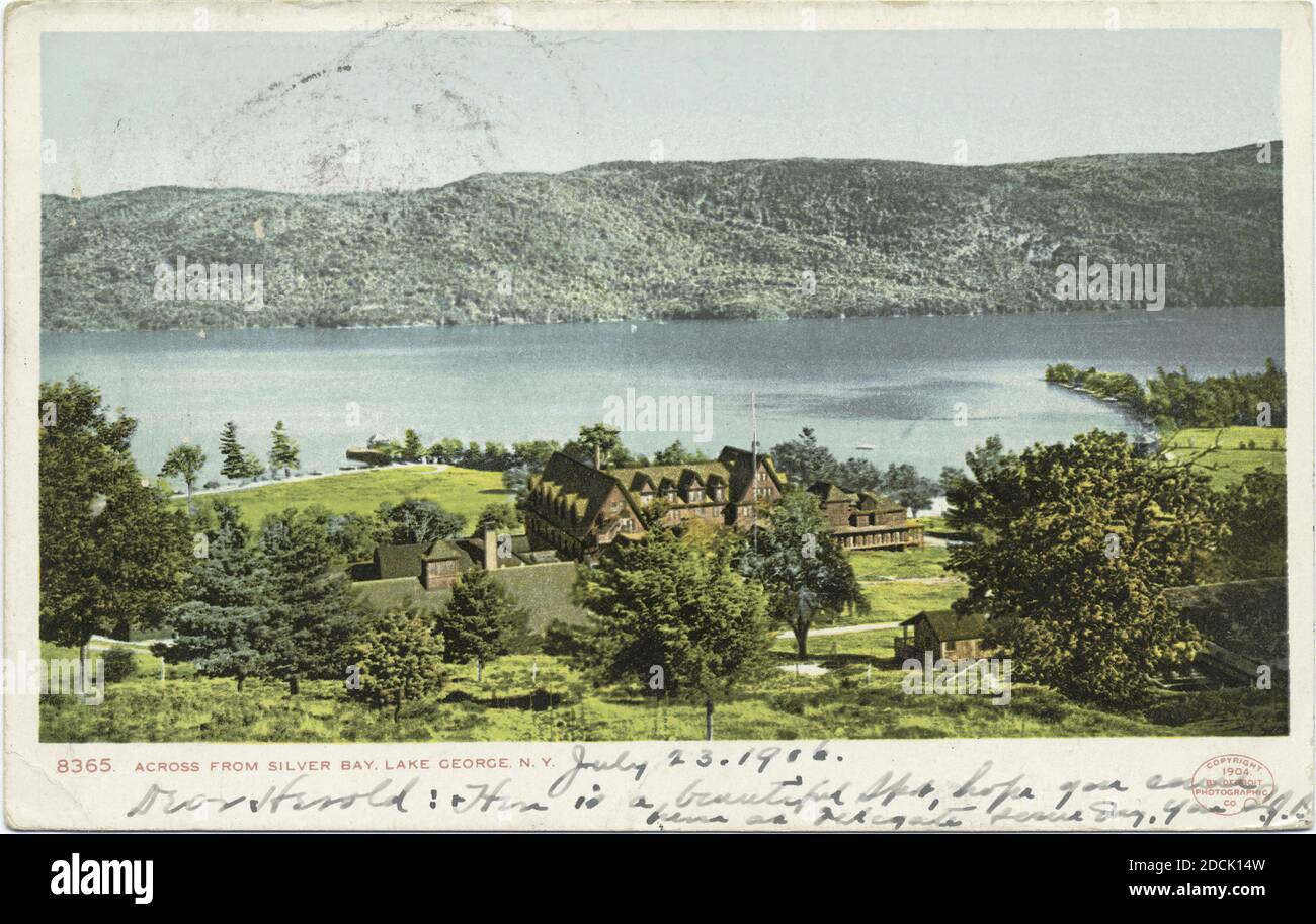 Gegenüber von Silver Bay, Lake George, N. Y., Standbild, Postkarten, 1898 - 1931 Stockfoto
