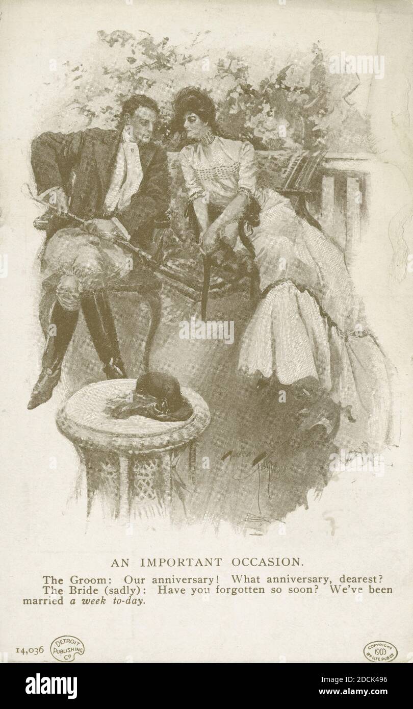 Ein wichtiger Anlass, Life Cartoons, Standbild, Postkarten, 1898 - 1931 Stockfoto